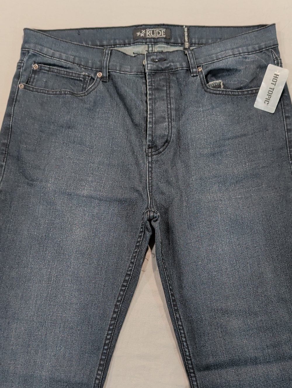 RUDE Slim Straight Indigo Denim Jeans - Size 38x32